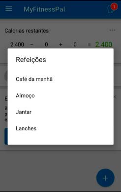 tela de refeições