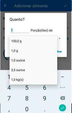 seleção de quantidade