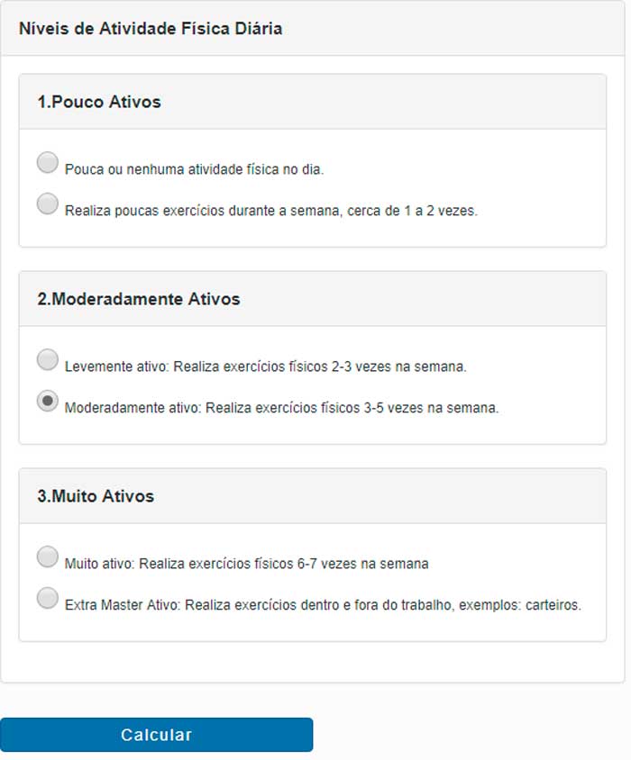 Níveis de Atividade Física Diária.