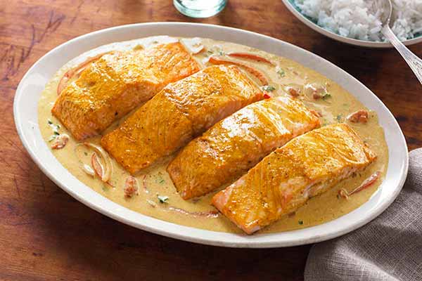 salmão com curry