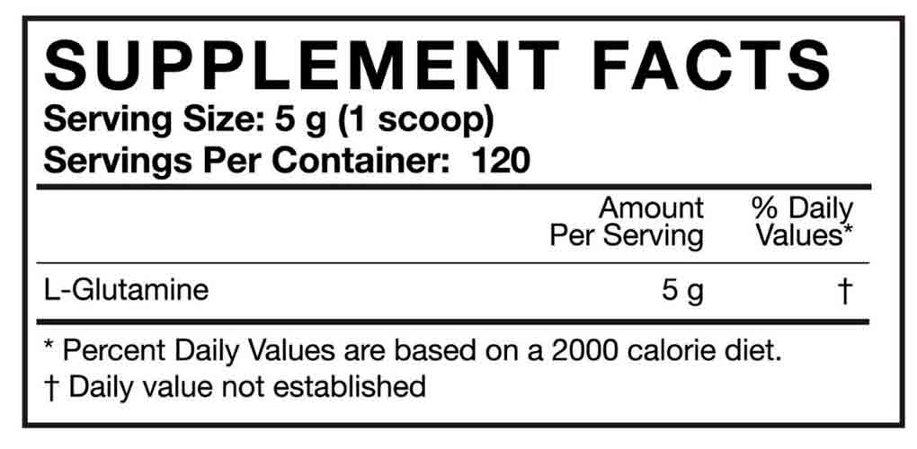 Informações nutricionais glutamina musclepharm