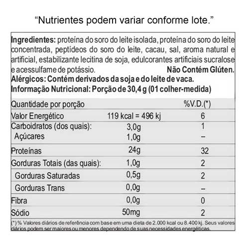 informações nutricionais do whey gold standard