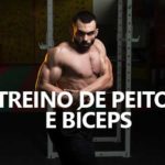 Treino de Peito e Bíceps com Ficha Para Hipertrofia! Side chest com texto escrito treino de peito e bíceps