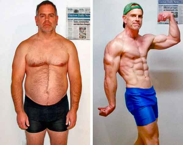 Antes e depois da recuperação muscular