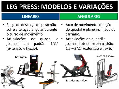 Infografía: diferencia entre prensa de piernas angular y lineal